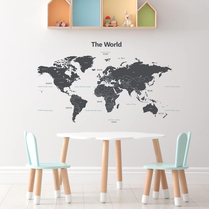 BPA Modern Grey World Wall Stickers for Kids - Image 4