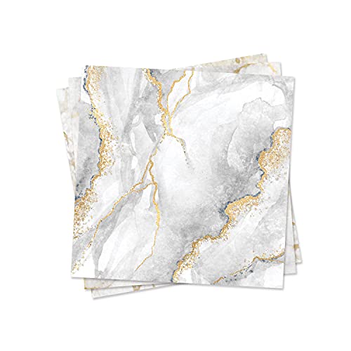 funlife 50Pcs Peel and Stick Backsplash Wall Tile for Kitchen Bathroom Laundry Room, 5.9"x5.9" White Gold Marble - Image 1