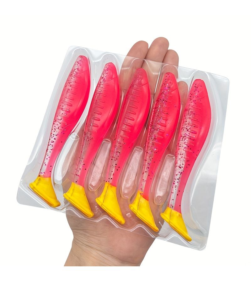 7pcs 9g Soft Lure TPR Material Bite Resistant Soft Tail T Tail Wobble Floating Lure for Sea Bass Grouper Freshwater and Saltwater Fishing Green - Image 1