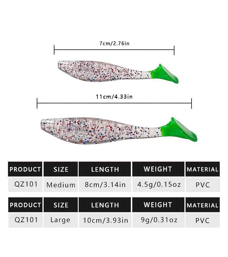 7pcs 9g Soft Lure TPR Material Bite Resistant Soft Tail T Tail Wobble Floating Lure for Sea Bass Grouper Freshwater and Saltwater Fishing Green - Image 5