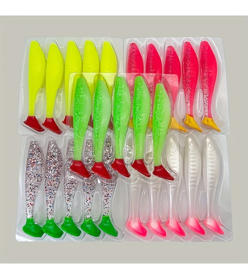 7pcs 9g Soft Lure TPR Material Bite Resistant Soft Tail T Tail Wobble Floating Lure for Sea Bass Grouper Freshwater and Saltwater Fishing Green - Image 3