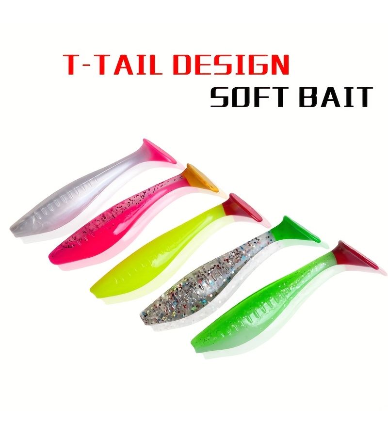 7pcs 9g Soft Lure TPR Material Bite Resistant Soft Tail T Tail Wobble Floating Lure for Sea Bass Grouper Freshwater and Saltwater Fishing Green - Image 4
