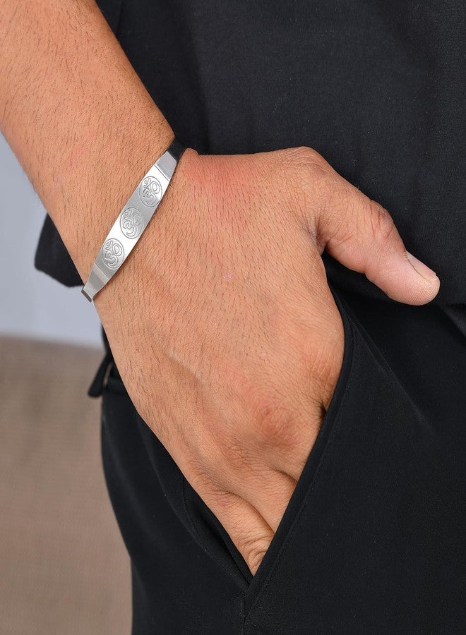 VOYLLA Signature Trinity Om Mantra Kada Mens Bracelet|Casual|Trendy|Gift For Mens|Rakhi Gift For Brother - Image 3