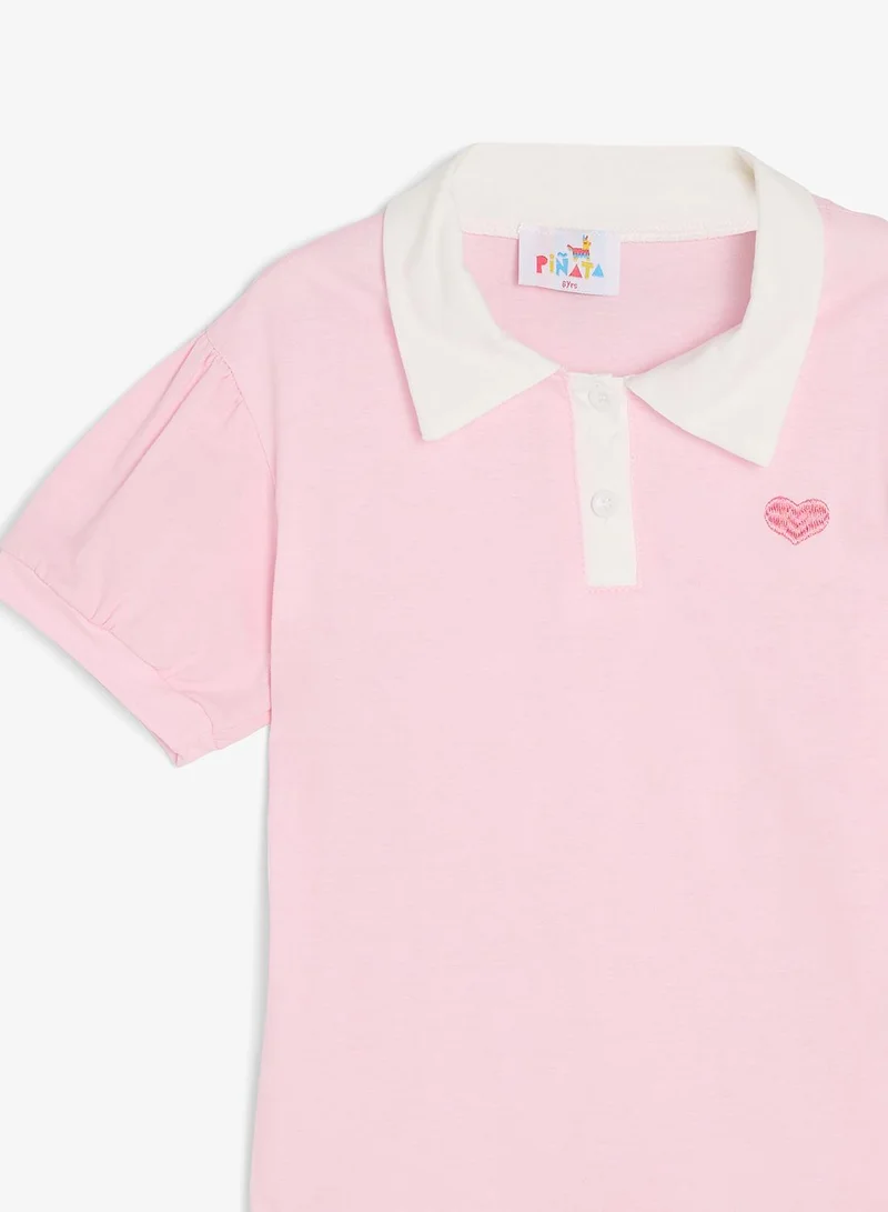 Pinata  Heart Print Cotton Polo Tshirt for Women | Best Price UAE