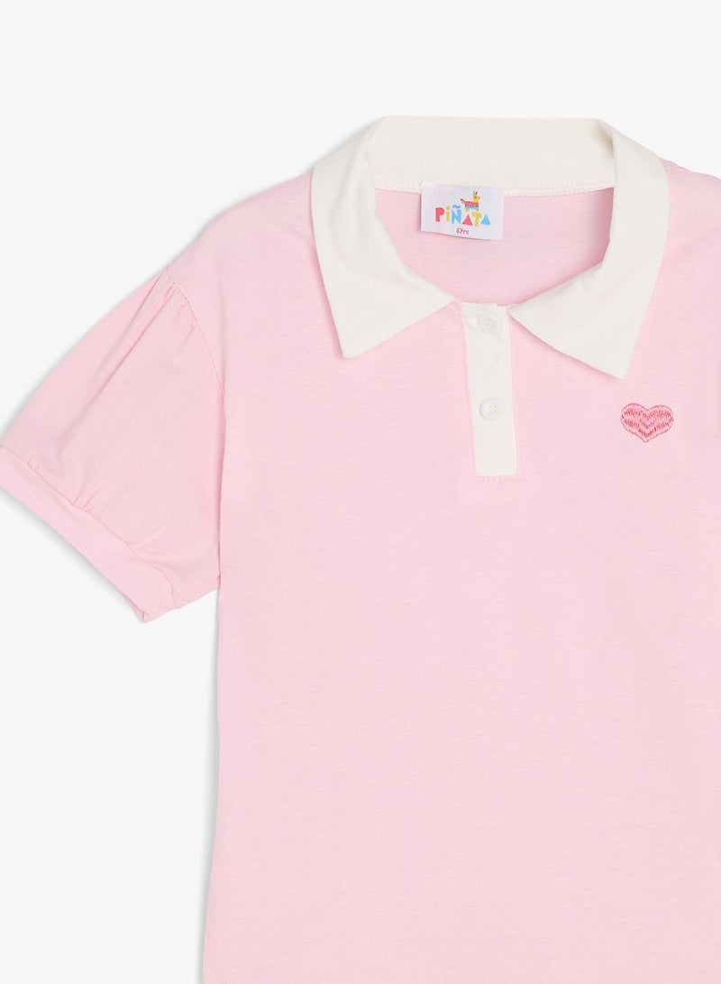 Pinata Heart Print Cotton Polo Tshirt - Image 4