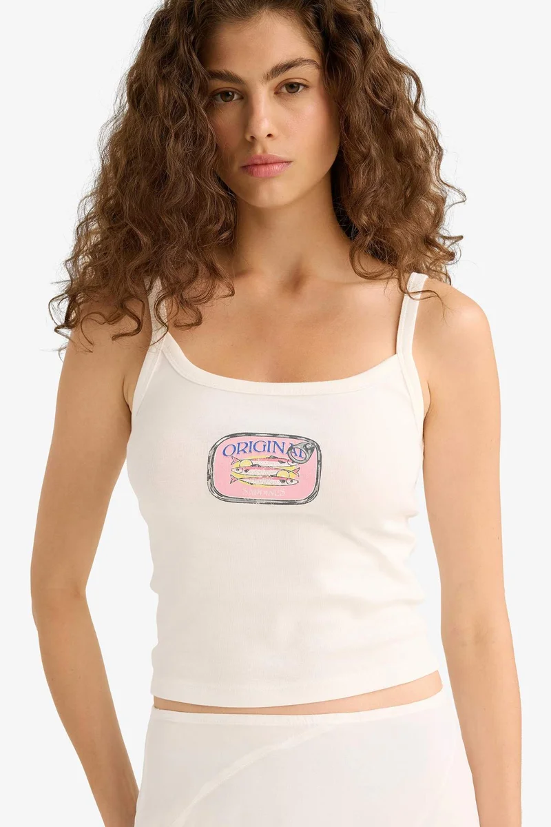 ديفاكتو Slim Fit Printed Ribana Tank Top