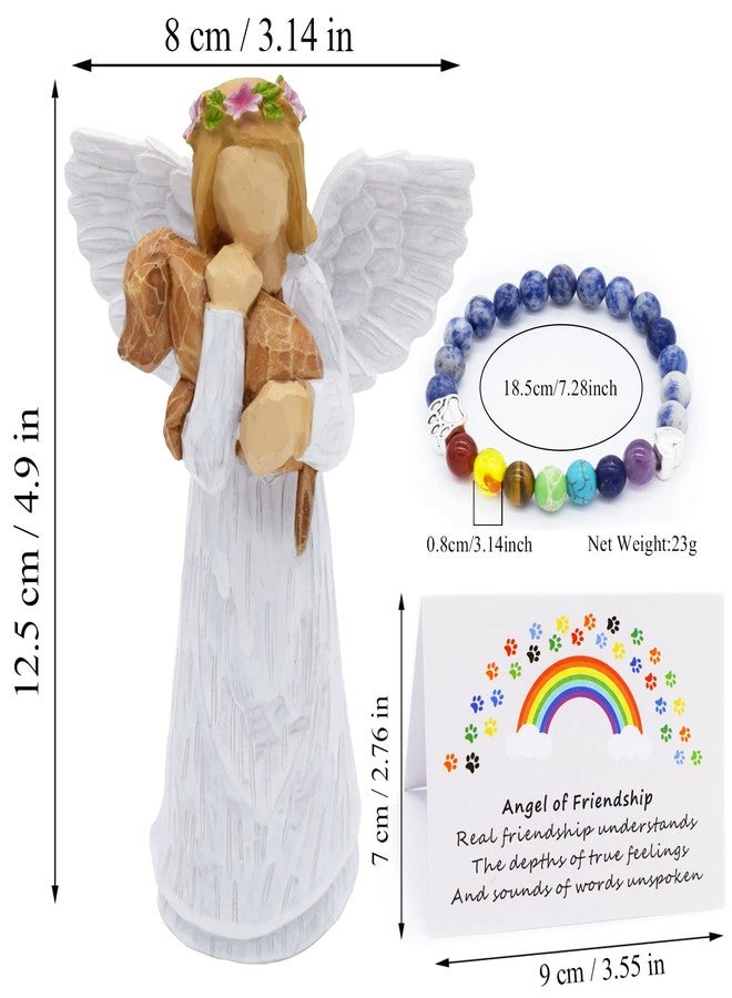 Anrkets Angel of Friendship Pet Memorial Gift – Dog Remembrance Angel Figurine with 7 Chakra Rainbow Bridge Bracelet, Sympathy Gift for Loss of a Beloved Dog - Image 4