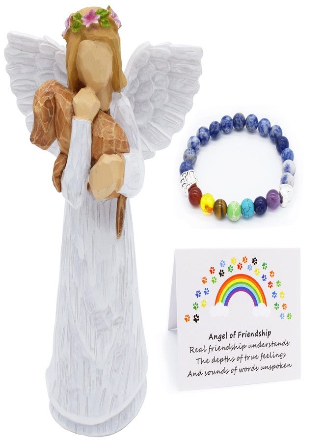 Anrkets Angel of Friendship Pet Memorial Gift – Dog Remembrance Angel Figurine with 7 Chakra Rainbow Bridge Bracelet, Sympathy Gift for Loss of a Beloved Dog - Image 1