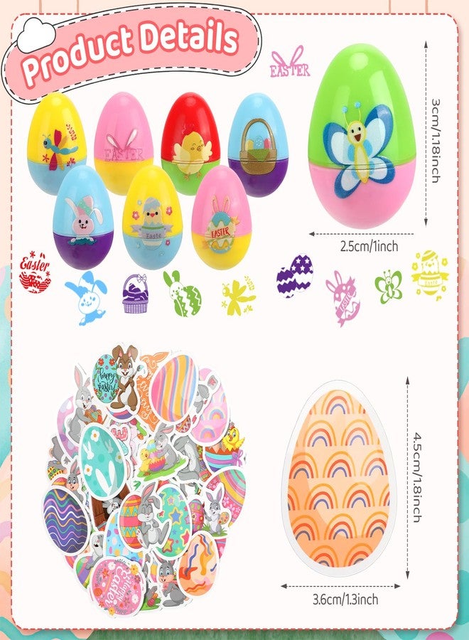 Hooutky 24-Piece Easter Egg Stamp Set for Easter Egg Hunt Games with 50 Stickers, Basket Stuffers and Party Favors, Assorted Self-Inking Stamps for Classroom Exchanges and Prize Supplies Gifts, DIY Craft Toys - Image 2