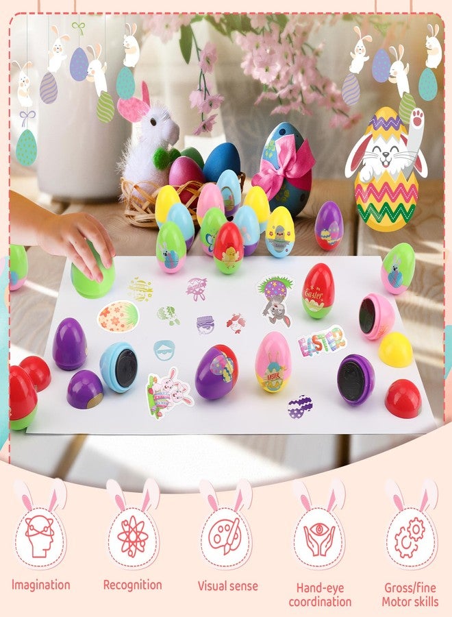 Hooutky 24-Piece Easter Egg Stamp Set for Easter Egg Hunt Games with 50 Stickers, Basket Stuffers and Party Favors, Assorted Self-Inking Stamps for Classroom Exchanges and Prize Supplies Gifts, DIY Craft Toys - Image 4