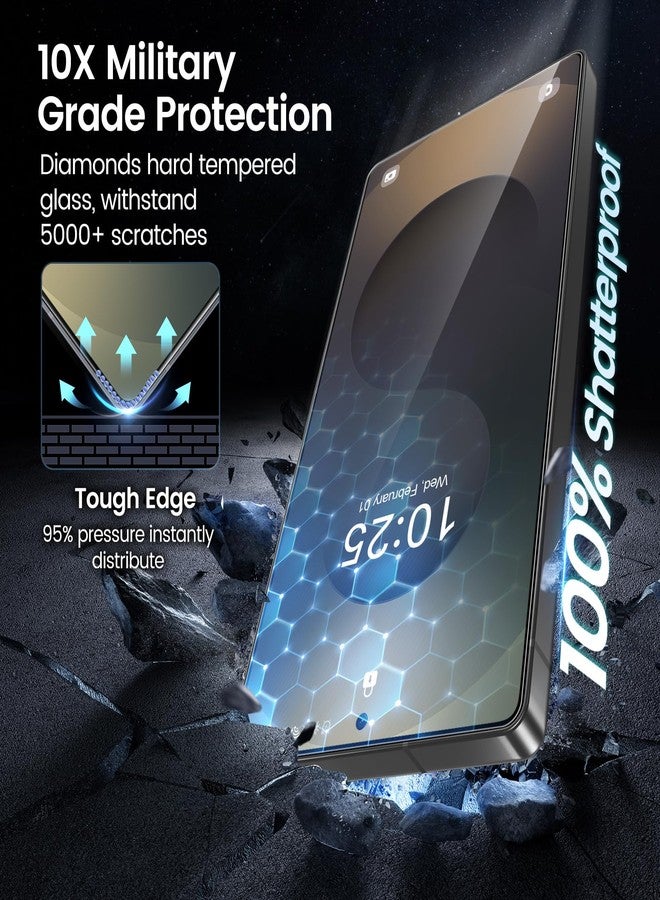 MOHAVE 4 Pack Privacy Screen Protector for SAMSUNG Galaxy S25 Ultra 6.9" with 2 Pack Camera Lens Protector [Auto Alignment/Dust Removal] Anti Spy Tempered Glass [Military Grade Shatterproof] 100% Ultrasonic Fingerprint ID Unlock - Image 5