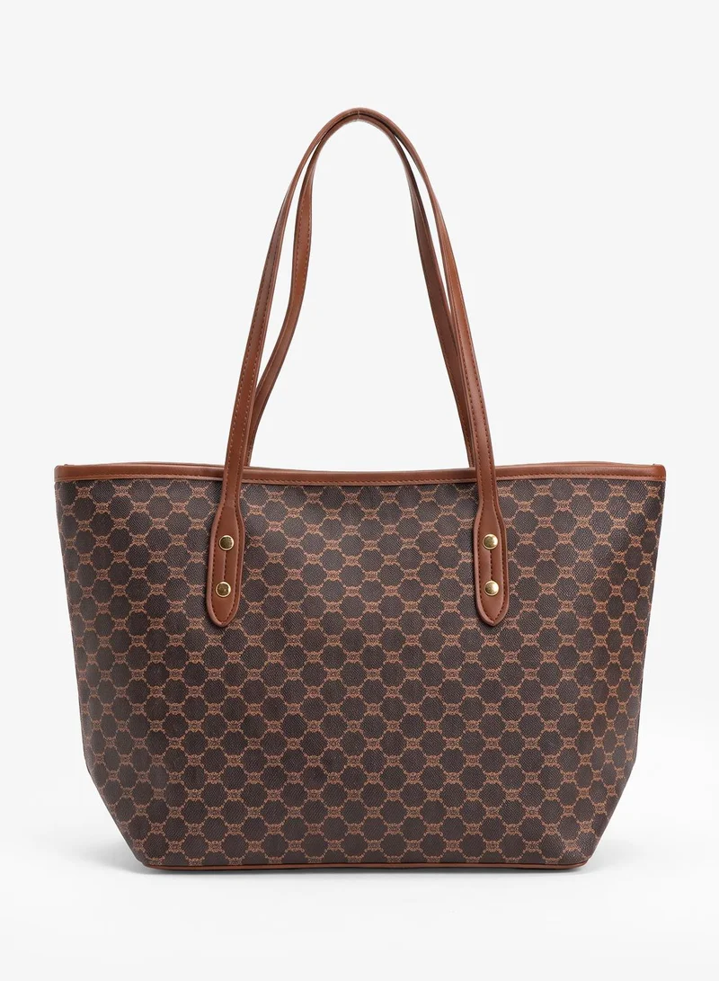 ايلا Printed Brown Tote Bag
