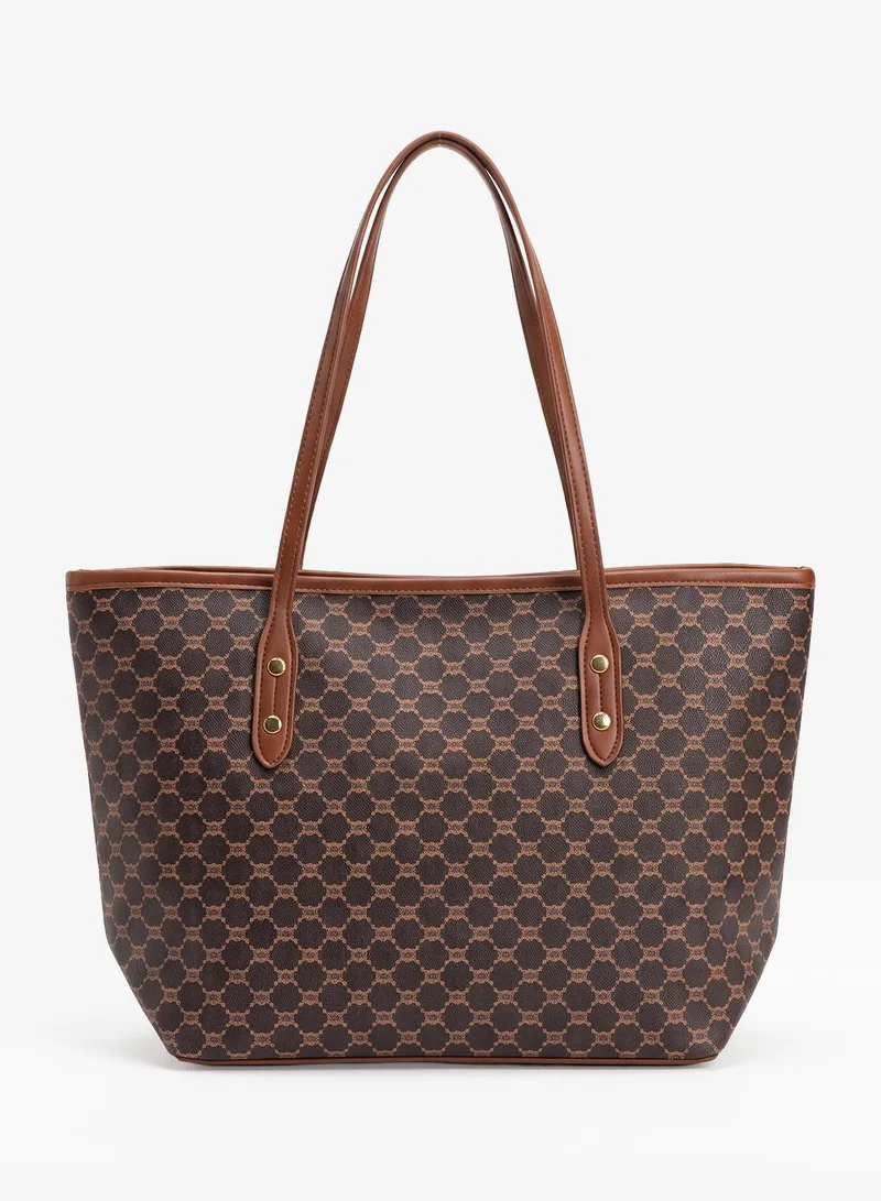 ايلا Printed Brown Tote Bag