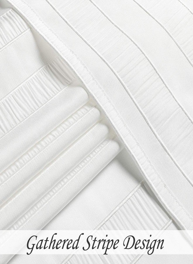 Central Park White Shower Curtains Gathered Stripe Seersucker Puckered Ruffle Decorative Pattern for Modern Elegant Bathroom Spa Hotel with Buttonholes 70"x72", Not Waterproof - Image 4