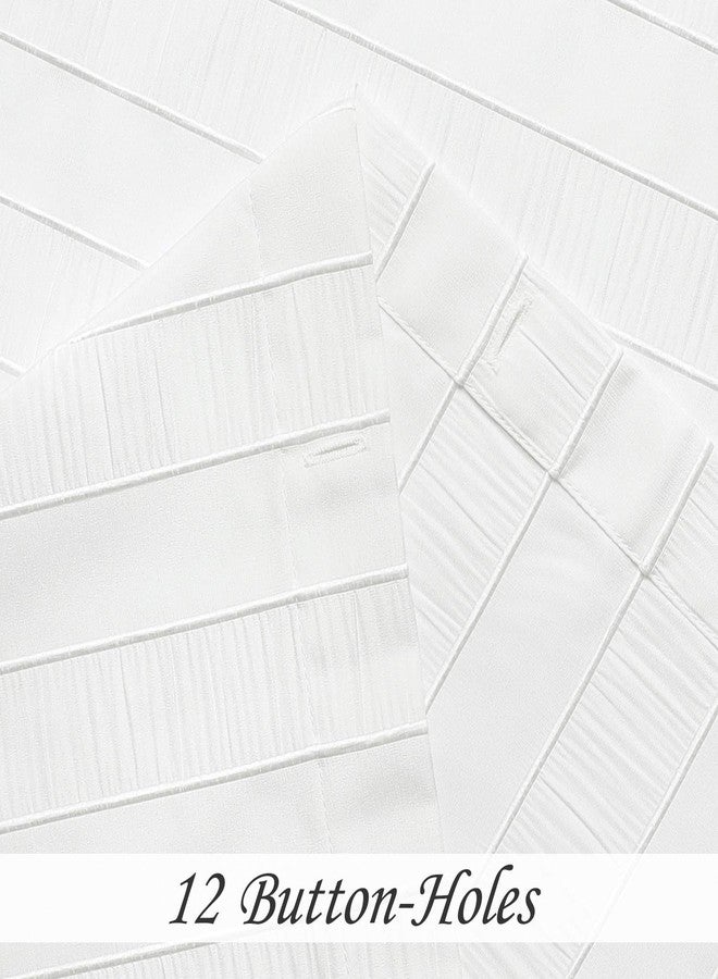 Central Park White Shower Curtains Gathered Stripe Seersucker Puckered Ruffle Decorative Pattern for Modern Elegant Bathroom Spa Hotel with Buttonholes 70"x72", Not Waterproof - Image 3