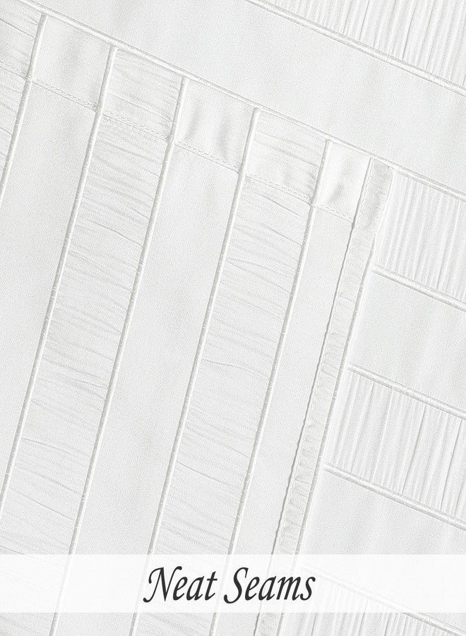 Central Park White Shower Curtains Gathered Stripe Seersucker Puckered Ruffle Decorative Pattern for Modern Elegant Bathroom Spa Hotel with Buttonholes 70"x72", Not Waterproof - Image 5