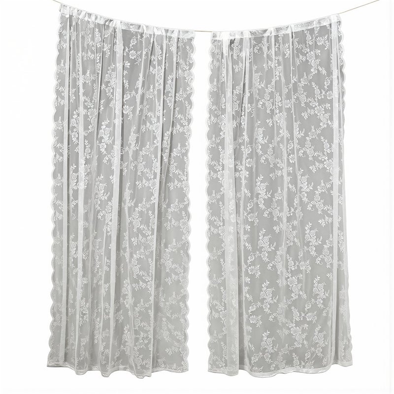 Heavy Duty Durable Lace Sheer Curtain 39x39 Inch Tear Resistant Long Lasting Window Drape - Image 1