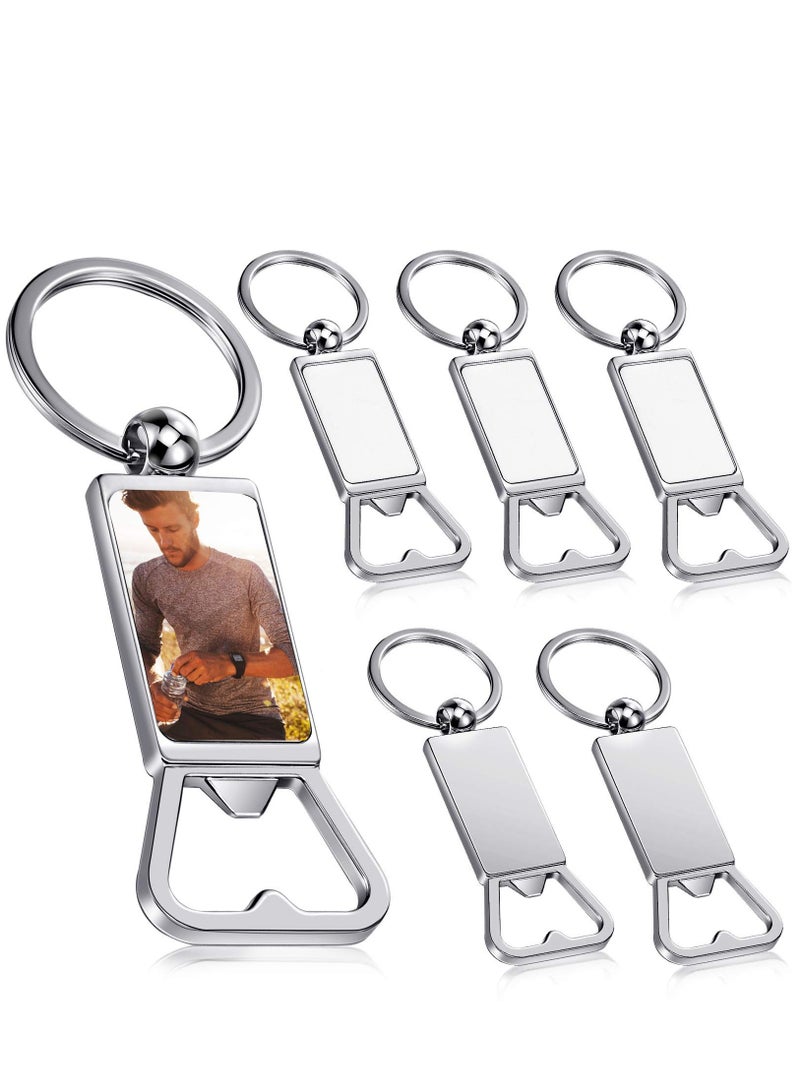 SYOSI Sublimation Blanks Keychains Metal Bottle Opener Blank Key Rings 6Pcs - Image 1
