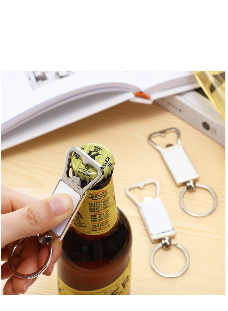 SYOSI Sublimation Blanks Keychains Metal Bottle Opener Blank Key Rings 6Pcs - Image 4