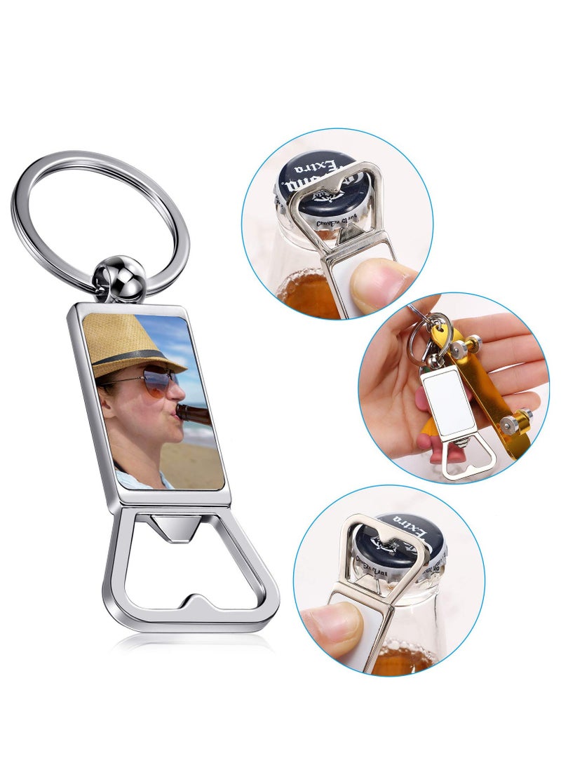 SYOSI Sublimation Blanks Keychains Metal Bottle Opener Blank Key Rings 6Pcs - Image 3