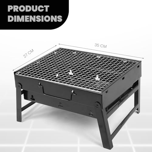 ORILEY 【Upgraded 2025-26】 Foldable and Portable Charcoal Barbeque Grill Set 【5 Combo】: 【8-Sticks】 【1-Spatula】 【1-Oil Brush】 【1-Blower】 Heavy Duty BBQ for Home Outdoor Camping Picnic Travel Cooking - Image 3