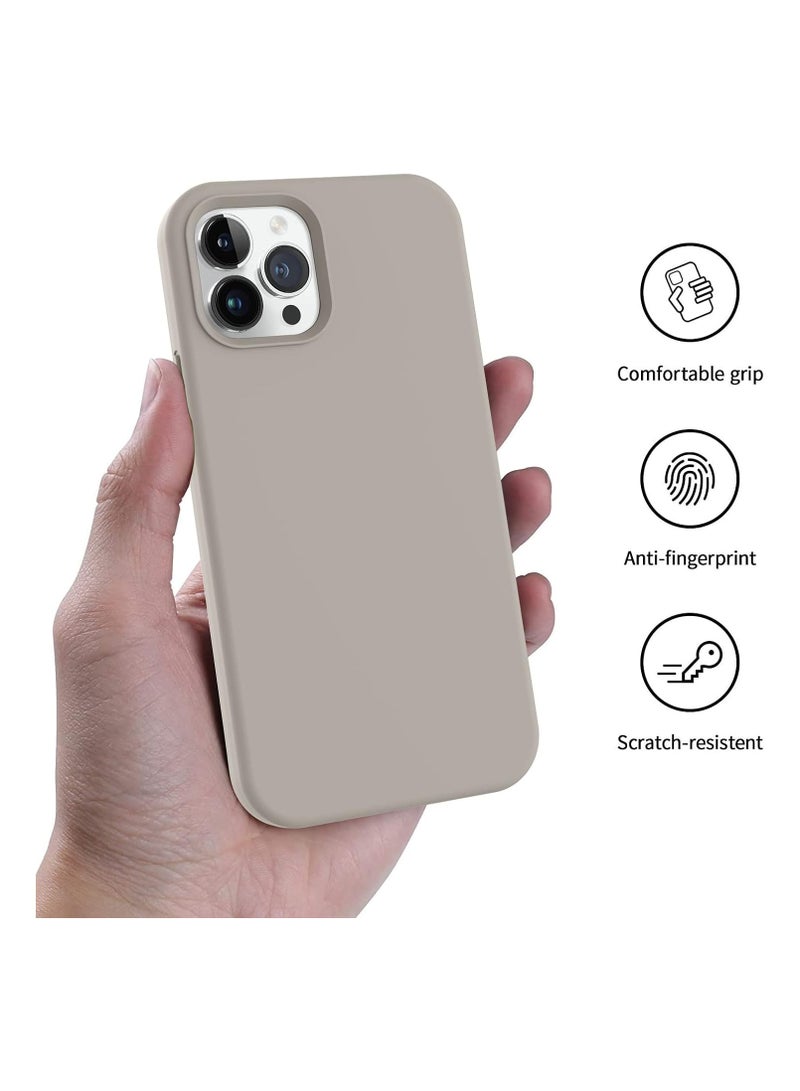 أكاليكس جراب سيليكون متوافق مع iPhone 12 Pro Max، طبقة سيليكون سائلة رفيعة من المطاط الهلامي الناعم المقاوم للصدمات، غطاء حماية للهاتف مع بطانة من مادة TPU (حجري) - Image 3