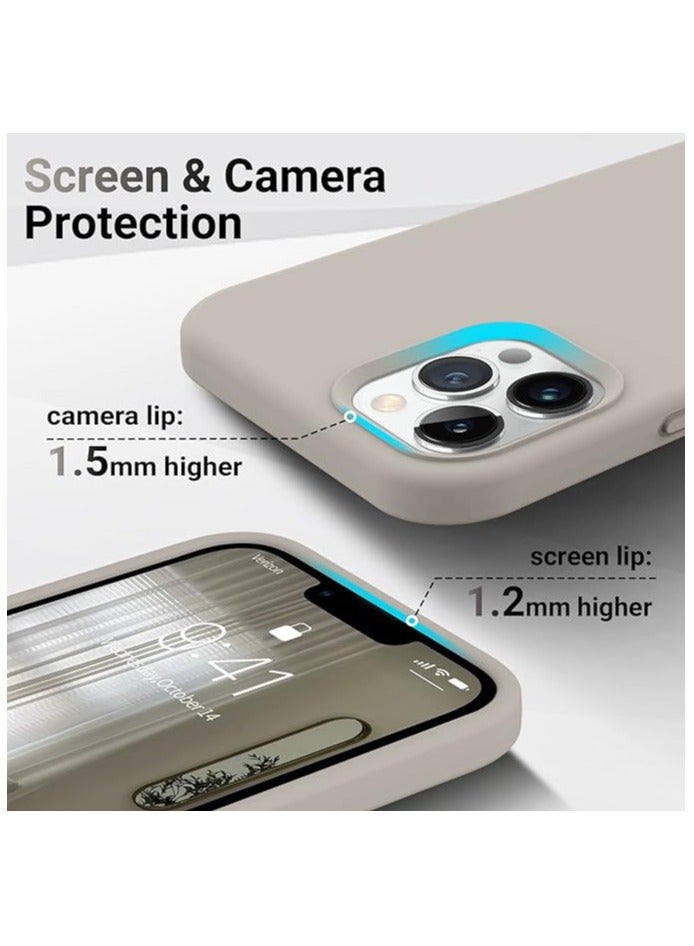 أكاليكس جراب سيليكون متوافق مع iPhone 12 Pro Max، طبقة سيليكون سائلة رفيعة من المطاط الهلامي الناعم المقاوم للصدمات، غطاء حماية للهاتف مع بطانة من مادة TPU (حجري) - Image 5