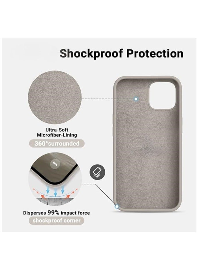 أكاليكس جراب سيليكون متوافق مع iPhone 12 Pro Max، طبقة سيليكون سائلة رفيعة من المطاط الهلامي الناعم المقاوم للصدمات، غطاء حماية للهاتف مع بطانة من مادة TPU (حجري) - Image 4