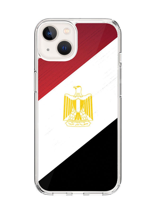 Stylizedd Classic Clear Case for Apple iPhone 14 Hybrid Soft Case Flexible Edges Anti Drop TPU PC Gel Thin Transparent Cover [ Designed for Apple iPhone 14 ] - Flag Of Egypt Full Print - Image 1