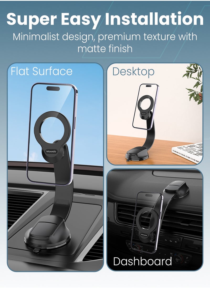 Moxedo Moxedo Magnetic Car Mount Holder for Magnetic Safe Dashboard Desktop Bendable 360 Rotatable Adjustment Compatible for iPhone, Samsung & All Phones  - Image 4