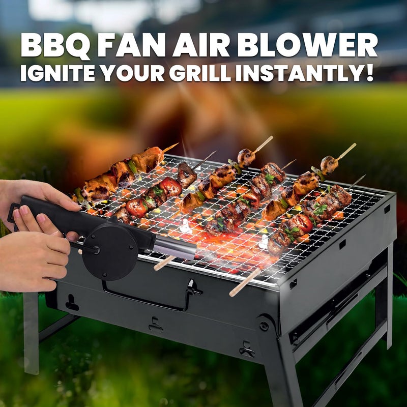 ORILEY مروحة شواية أورايلي اليدوية لتفجير الهواء أداة إشعال النار للشواء في الهواء الطلق (عبوة من 1، أسود) - Image 5