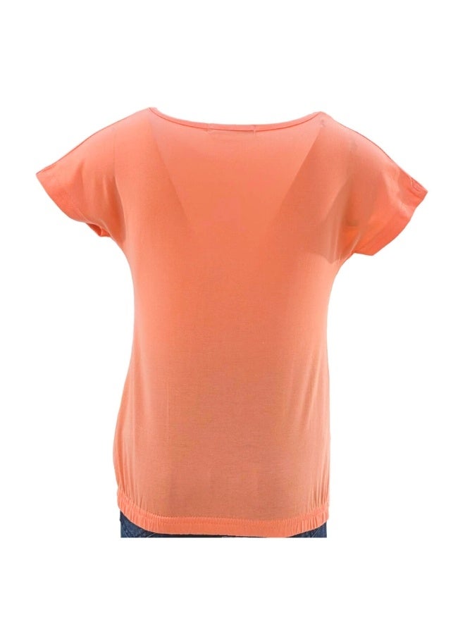 JOANNA JOANNA 23KY366B Girl's Say I Love You & Animal Print Round Neck Short Sleeve T-Shirt - Orange  - Image 3