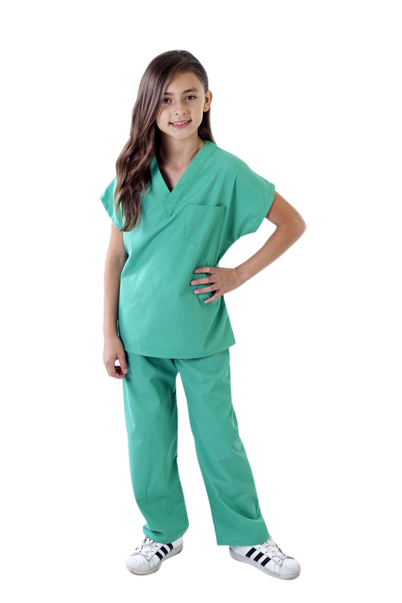 Natural Uniforms Childrens Scrub Set-Soft Touch-Role Play Costume Set (Surgical Green, 8/10) - Image 1