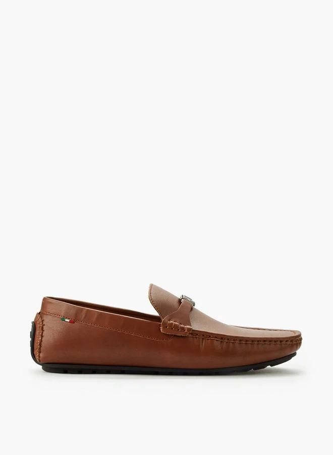 Renzo Ruganni TAN Men Metallic Accent Slip-On Loafers for Men | Best Price UAE