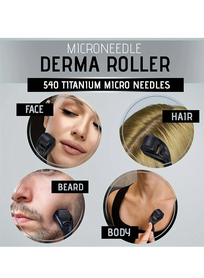 إسكدنيا قطعة واحدة من أسطوانة ديرما رولر الاحترافية المصنوعة من التيتانيوم مع إبر دقيقة للعناية بالبشرة للرجال والنساء، أسطوانة ديرما رولر مع إبر دقيقة للاستخدام المنزلي - فضي - Image 3