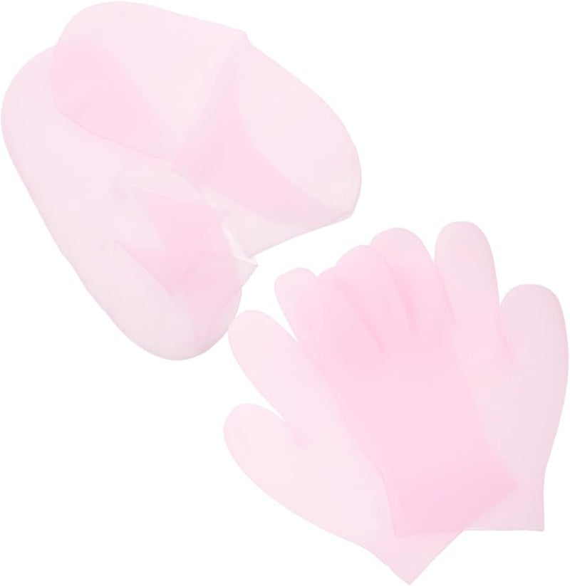 Pink Moisturizing Gel Gloves and Socks Set Spa Care for Hands and Feet Reusable - Image 2
