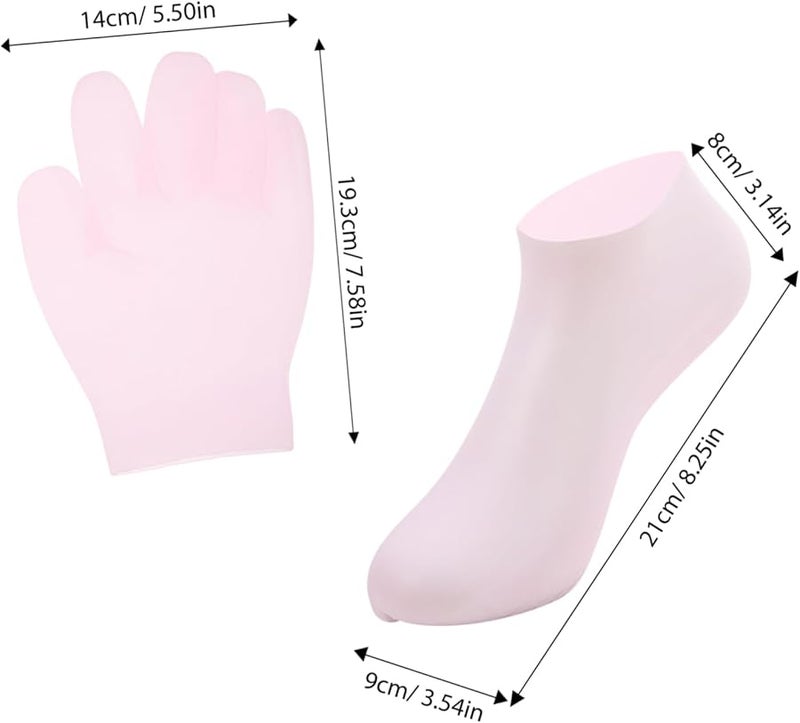 Pink Moisturizing Gel Gloves and Socks Set Spa Care for Hands and Feet Reusable - Image 3
