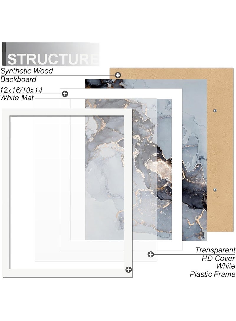 12x16 Frame White, Display Picture 10 x 14 with Mat or 12 x 16 Without Mat, Wall Hanging Large Picture Frame for Diamond Art Painting 30 x 40cm - 1 Pack - Image 3