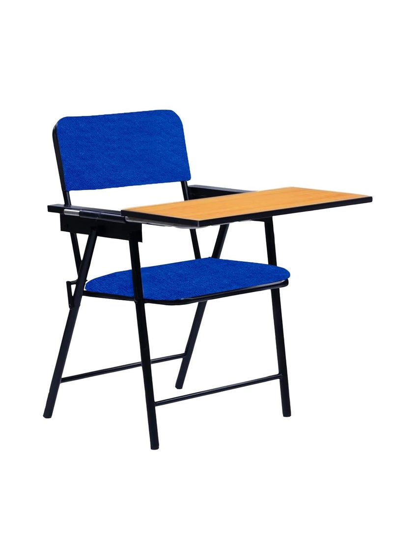 Spacecrafts Spacecrafts Folding Cushion Study Chair Space Saving Desk Chair Powder Coated with Cushion Blue Color with Writing PAD  - Image 1