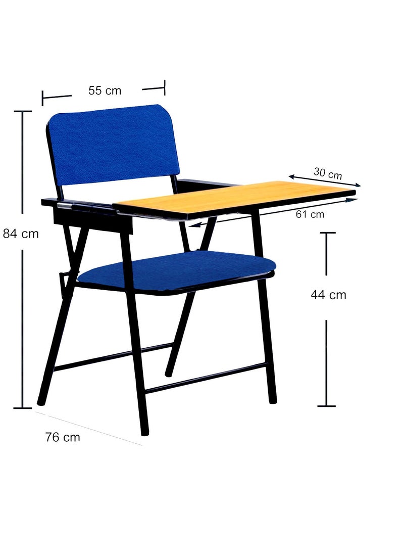 Spacecrafts Spacecrafts Folding Cushion Study Chair Space Saving Desk Chair Powder Coated with Cushion Blue Color with Writing PAD  - Image 2
