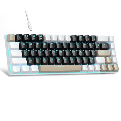 MageGee Portable 60% Mechanical Gaming Keyboard, MK-Box LED Backlit Compact 68 Keys Mini Wired Office Keyboard with Brown Switch for Windows Laptop PC Mac - Black/Coffee Color - Image 1