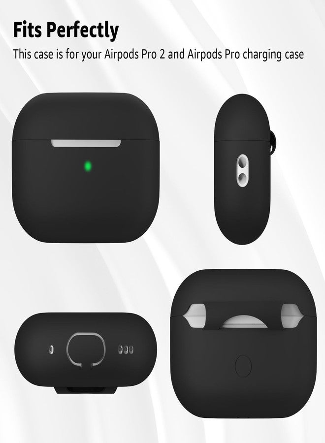 جراب حماية Tandoler متوافق مع AirPods Pro 2، غطاء حماية من السيليكون الناعم مع طقم تنظيف وحبل تعليق، متوافق مع AirPods Pro الجيل الثاني، مؤشر LED أمامي مرئي - أسود - Image 5
