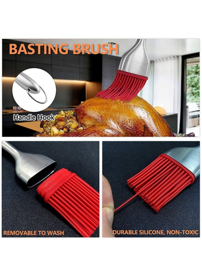 P-Plus International Silicone Basting Brush Set,Stainless Steel Basting Brush with Silicone Bristles for BBQ/Grilling/Pastry/Turkey Baster, Marinating Brush (Pack 1(9 inch) Red) - Image 5