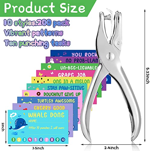 Teling 200 Pcs Behavior Punch Cards with Hole Puncher Incentive Behavior Reward Card for Students Classroom School Business Loyalty Gift 3.5 x 2 Inch, 10 Styles - Image 2