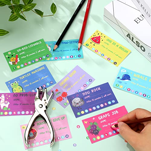 Teling 200 Pcs Behavior Punch Cards with Hole Puncher Incentive Behavior Reward Card for Students Classroom School Business Loyalty Gift 3.5 x 2 Inch, 10 Styles - Image 4