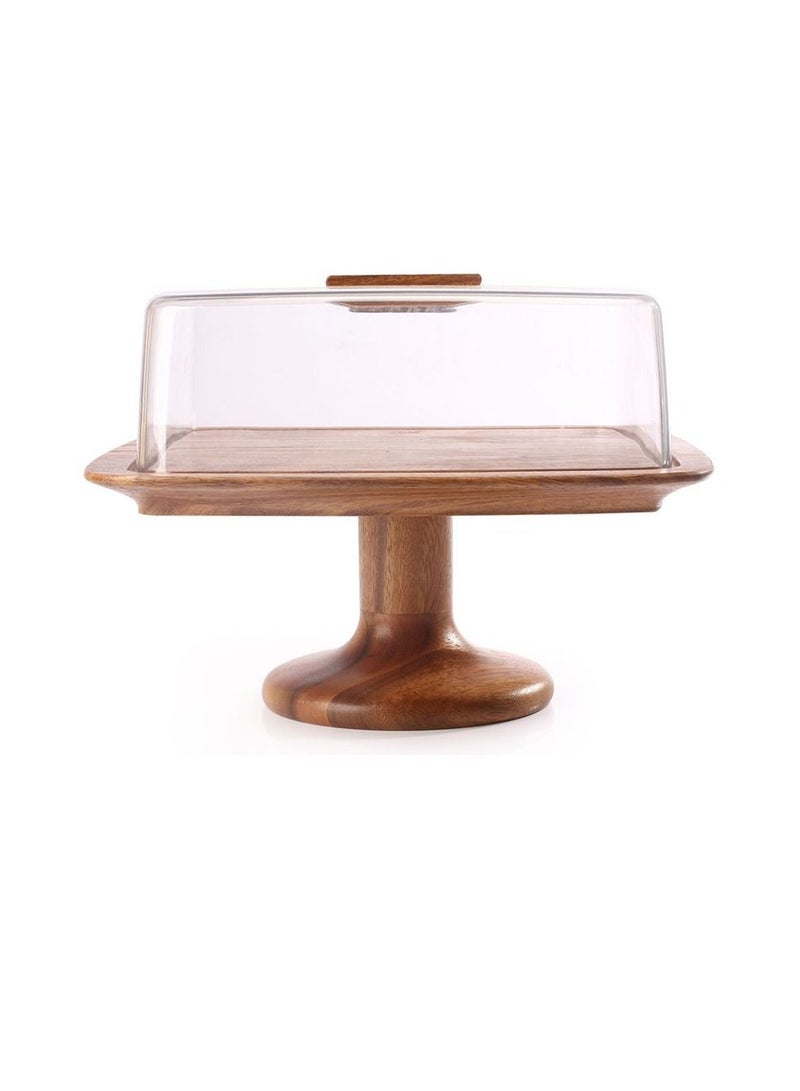 BILLI Square wooden cake plate with base