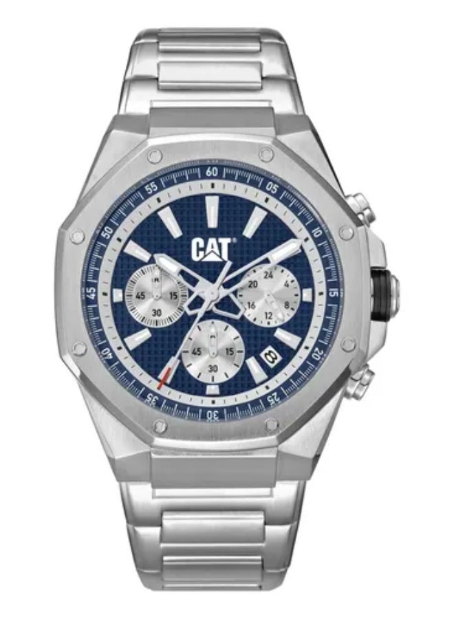 CATERPILLAR ساعة كاتربيلر هيكسلاين كرونو AW.143.11.622 بقرص أزرق من الفولاذ المقاوم للصدأ للرجال - Image 1