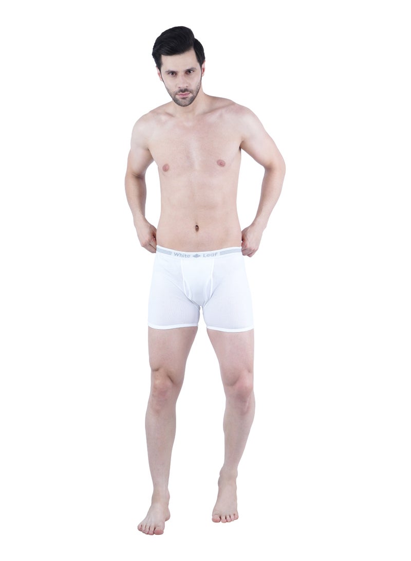 WHITE LEAF Men's Trunk (Pack of 3) – 100% Combed Cotton Comfortable Breathable Innerwear - White - Image 1
