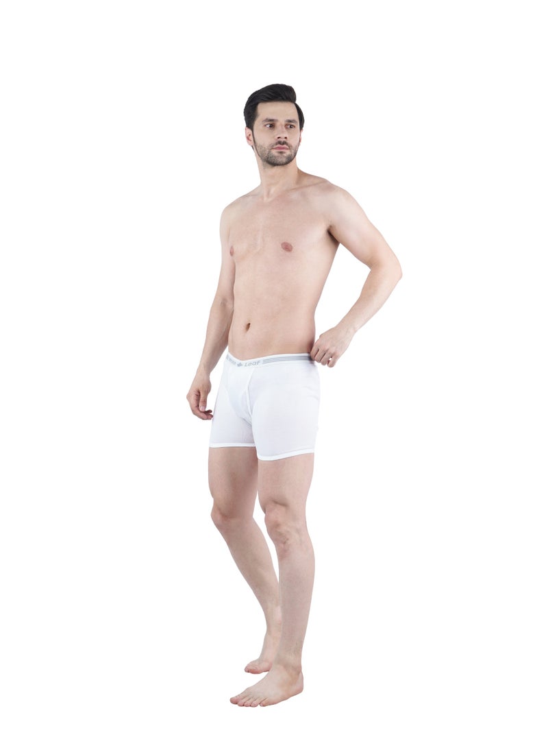 WHITE LEAF Men's Trunk (Pack of 3) – 100% Combed Cotton Comfortable Breathable Innerwear - White - Image 3
