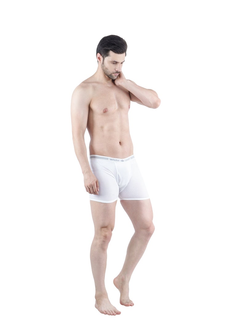 WHITE LEAF Men's Trunk (Pack of 3) – 100% Combed Cotton Comfortable Breathable Innerwear - White - Image 4